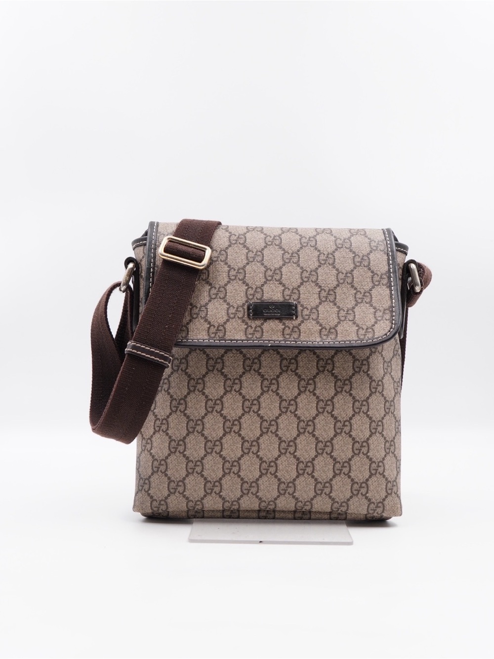 Gucci Flap Beige/Brown Monogram Crossbody Bag